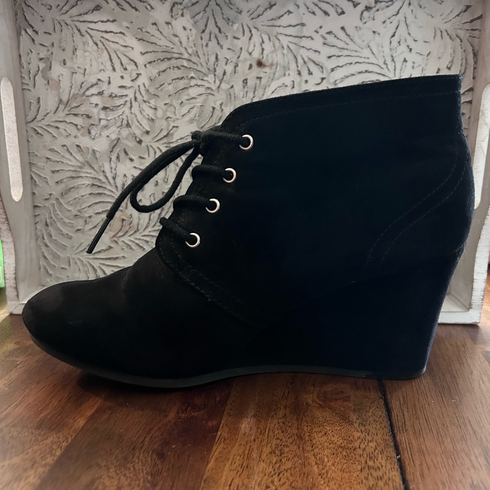 Black Wedge Ankle Booties